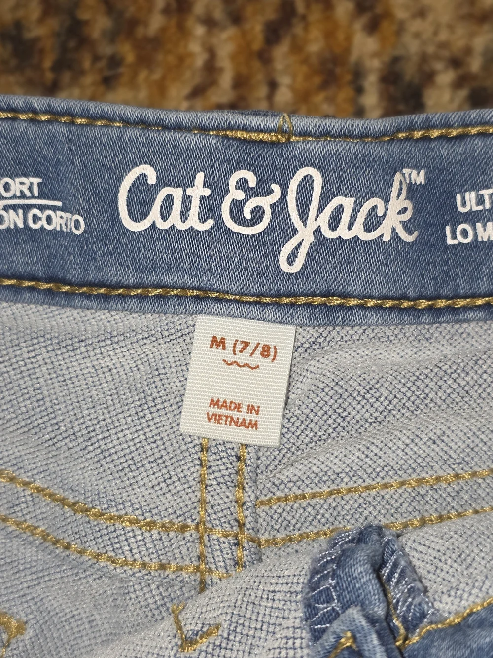 Cat & Jack Denim Shorts Set with Lace Trim - Light & Medium Blue